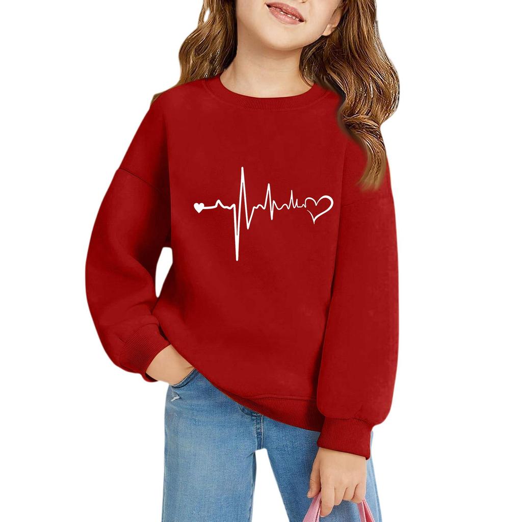 Mädchen Rundhals-Pullover für Kinder Bedruckte Baby-Oberteile Valentinstag
