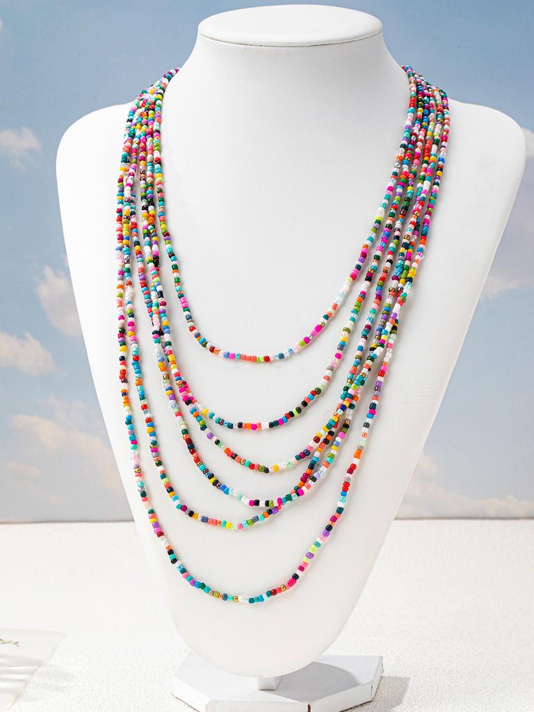 Nouveau Style Européen Américain Vente Chaude Sur Amazon Collier Fait Main en Perles de Rocaille Chaîne de Pull Colorée Mode Pour Femmes