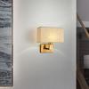 Minimalist Black or Bronze Wall Sconces with Rectangle White Yellow Fabric Shade for Bedroom Hallway USB Wall Lights with Switch