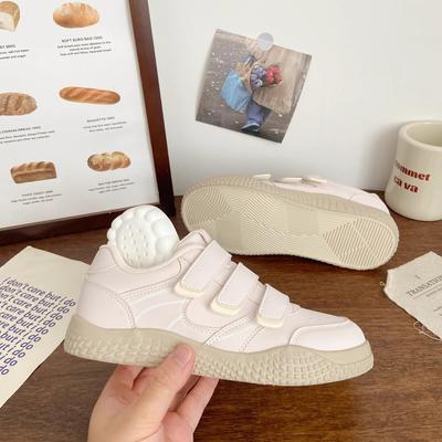 Pink Velcro Board Shoes Female Ugly Cute Spring and Summer New Niche Leather Surface Student Sports Little White Shoes