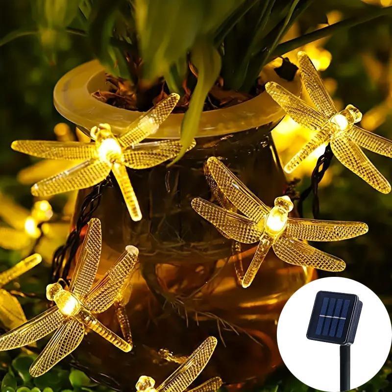 Solar Dragonfly Lights String 100 LED 8 Modes Solar Fairy Lights for Xmas Party garden Christmas Decorations Outdoor Solar Lamp