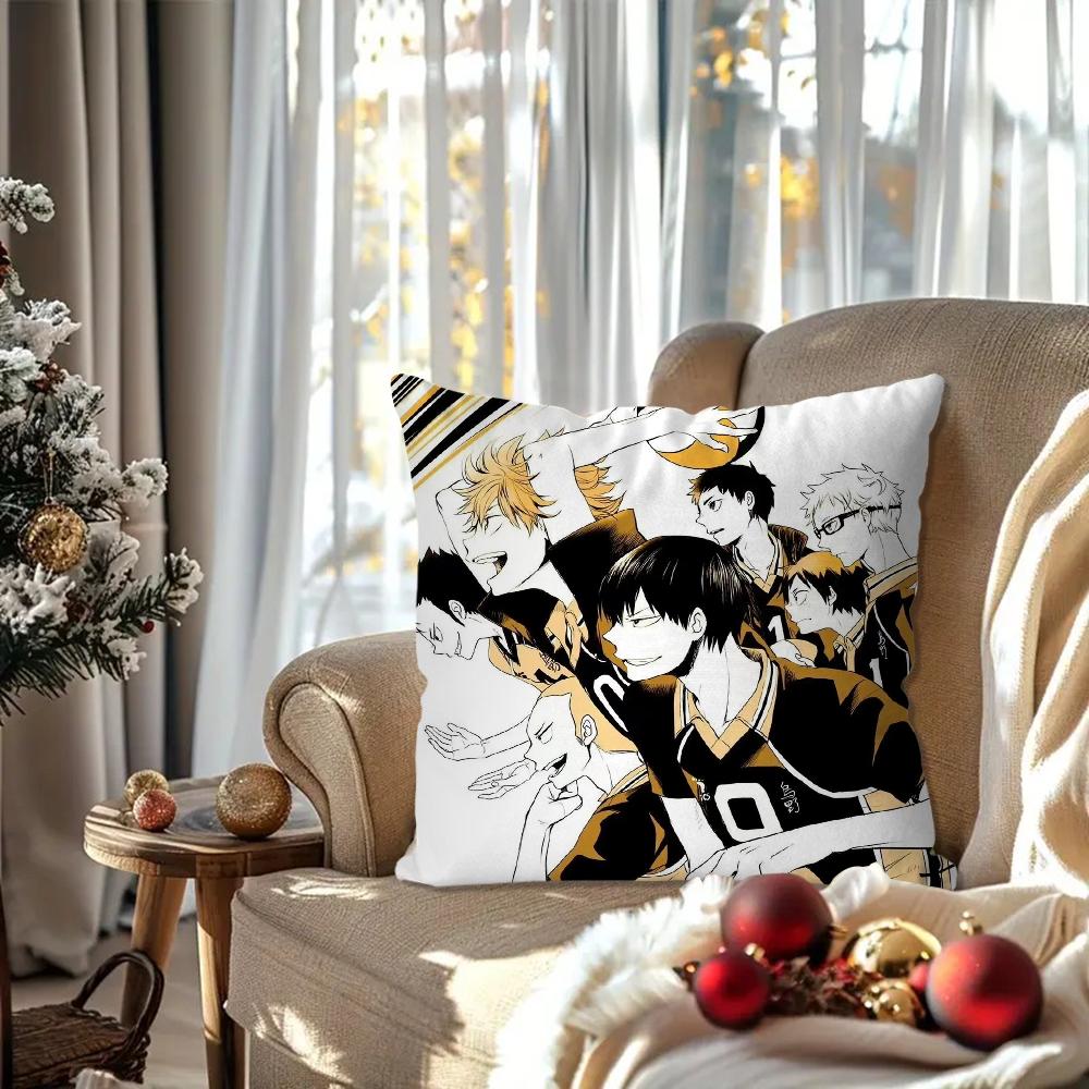 Haikyuue Hot Blooded Anime Pillow Case Square Pillow Bedroom Sofa Leisure Comfort Cushion Car Living Room Home Decoration 40X40