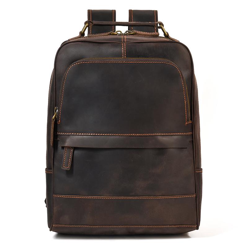 Luxury Designer Men's Laptop Backpack 15.6 Inch Computer Bagpack Leather Backpacks Men Leather School Backpack Handbag Dual Use