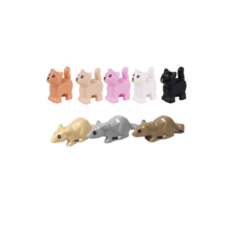 City Scene Accessories Animal Building Blocks Model Figures Farm Wolves Flamingos Pig Dog Gorillas Elephants Zoo Bricks Toy Gift
