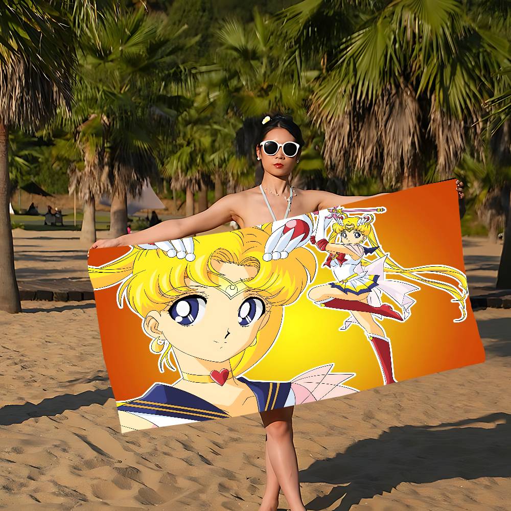 S-Sailor M-Moon Microfiber Blanket Quick Drying Beach Towels Oversized Printing Super Absorbent Pool Towel Blanket