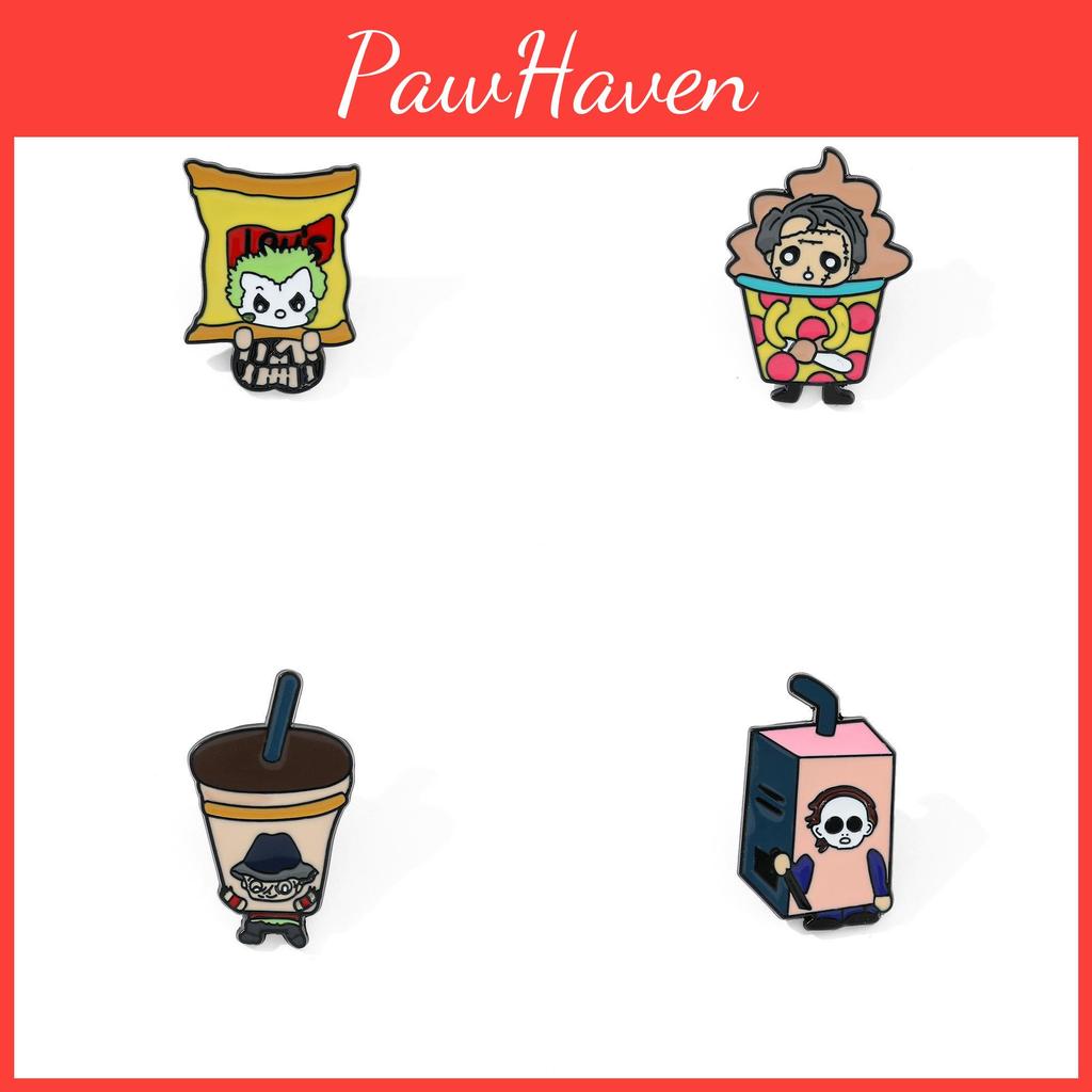 Cartoon Kreative Halloween Brosche Horrorfilm Charakter Clown Kettensäge Horrorpuppe Metallabzeichen