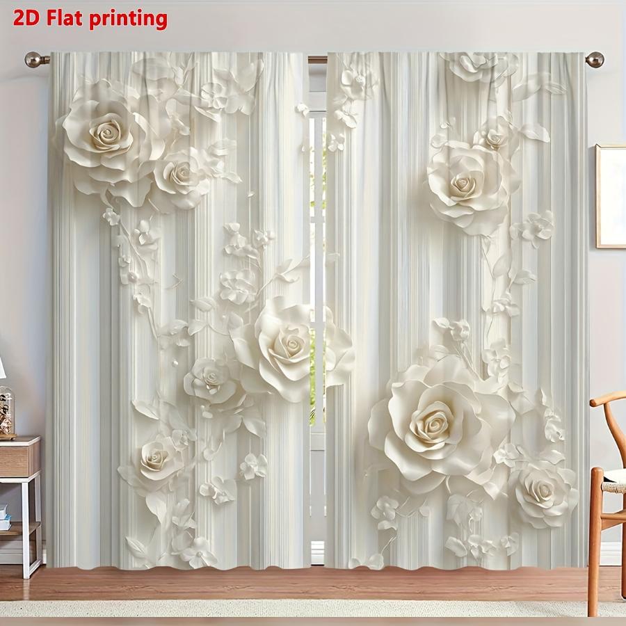 2PCS Digital Printed Curtains, Palace White