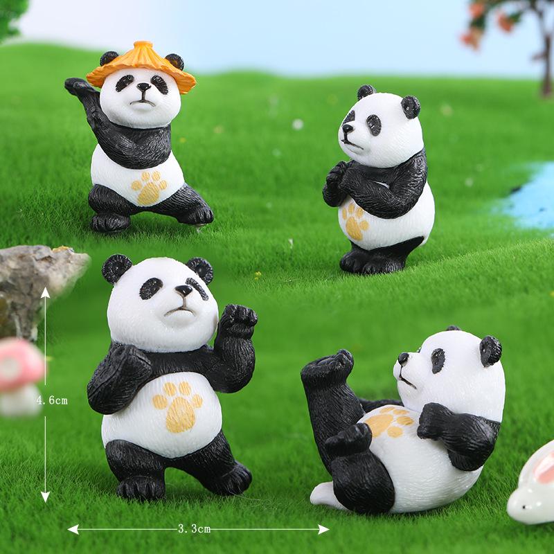 4pcs/set Panda Design Car Ornaments Car Center Console Ornaments Office Desk Ornaments Small Car Interior Decoration