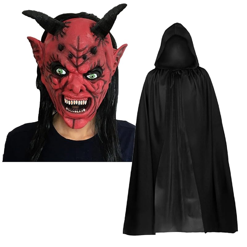 

[IMPACT Online] demon mask cloak corpse demon rubber mask disguise scared mask real halloween Setsubun (Oni & Black Cloak)