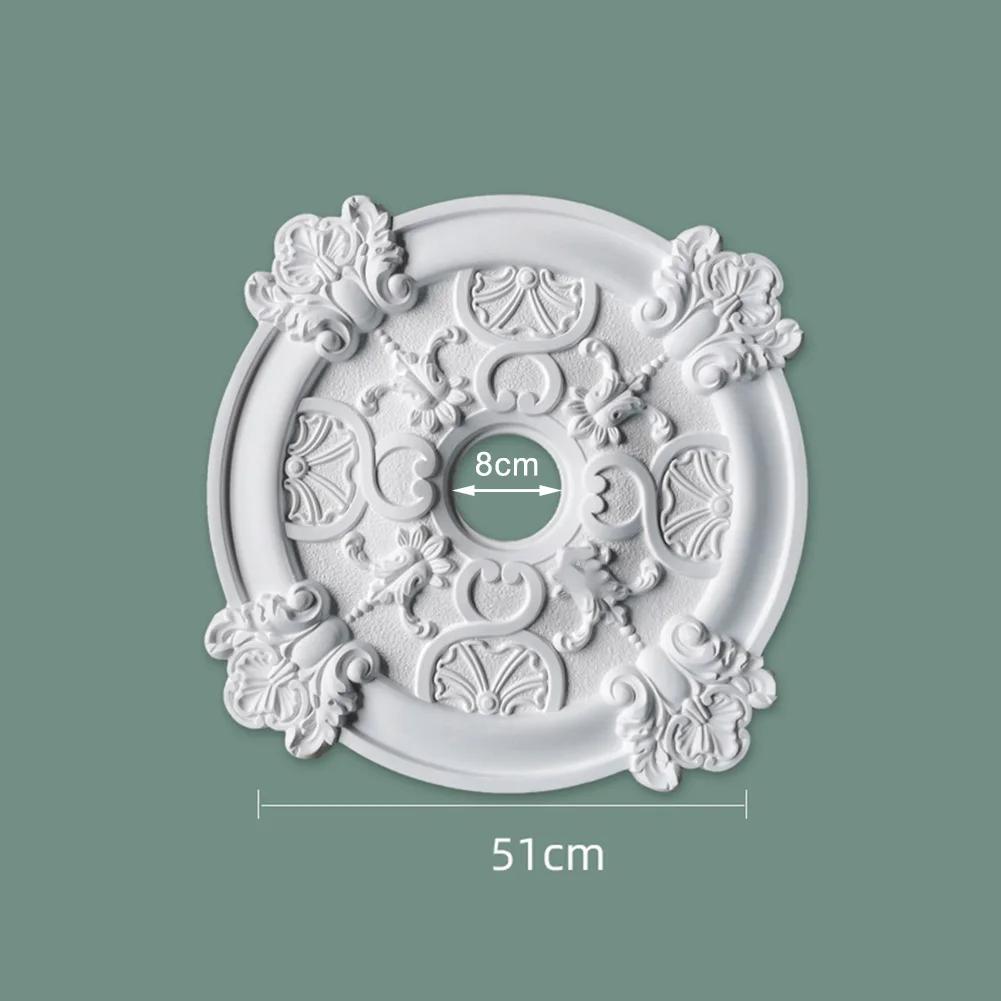 White Round PU Ceiling Light Medallion, 50 Cm Decorative Cover For Fan Lamp Or Fixture Minimalist Design For Living Spaces