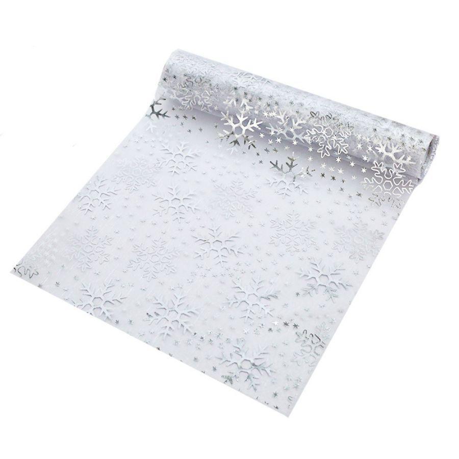 28*275CM Snowflake Christmas Table Runner Sparkly Glitter Golden/Silver Metallic Dining Table Decoration for Xmas