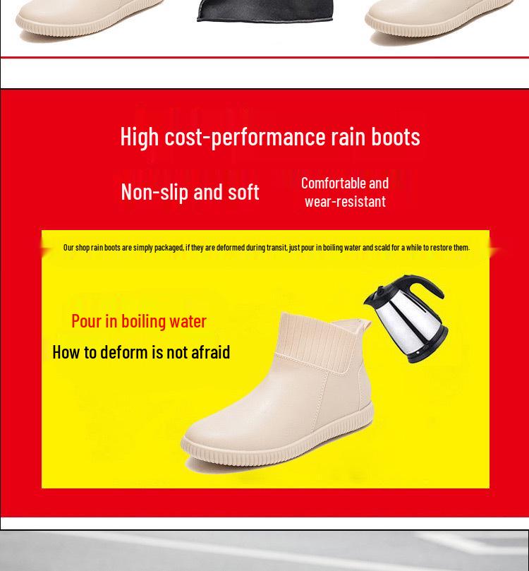 Women's Non-slip Waterproof Rubber Short Boots - Fashionable Korean Style Summer Rain Shoes