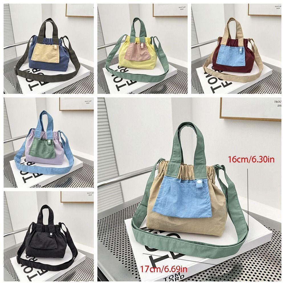 Candy Color Casual Handbags Ruched Design Crossbody Bag Trendy Nylon Shopper Purses  Commuting