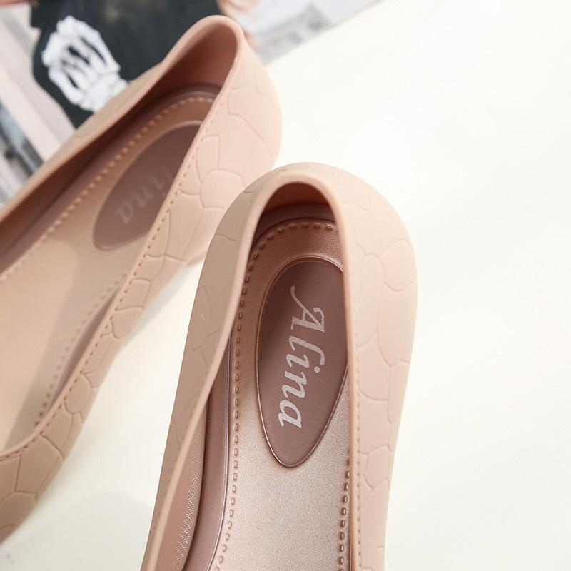 Shoelife Shallow Mouth Jelly Fashion Toc gros Cu vârf ascuțit Pantofi pentru femei cu talpă moale(Pantofii sunt cu o mărime mai mici)