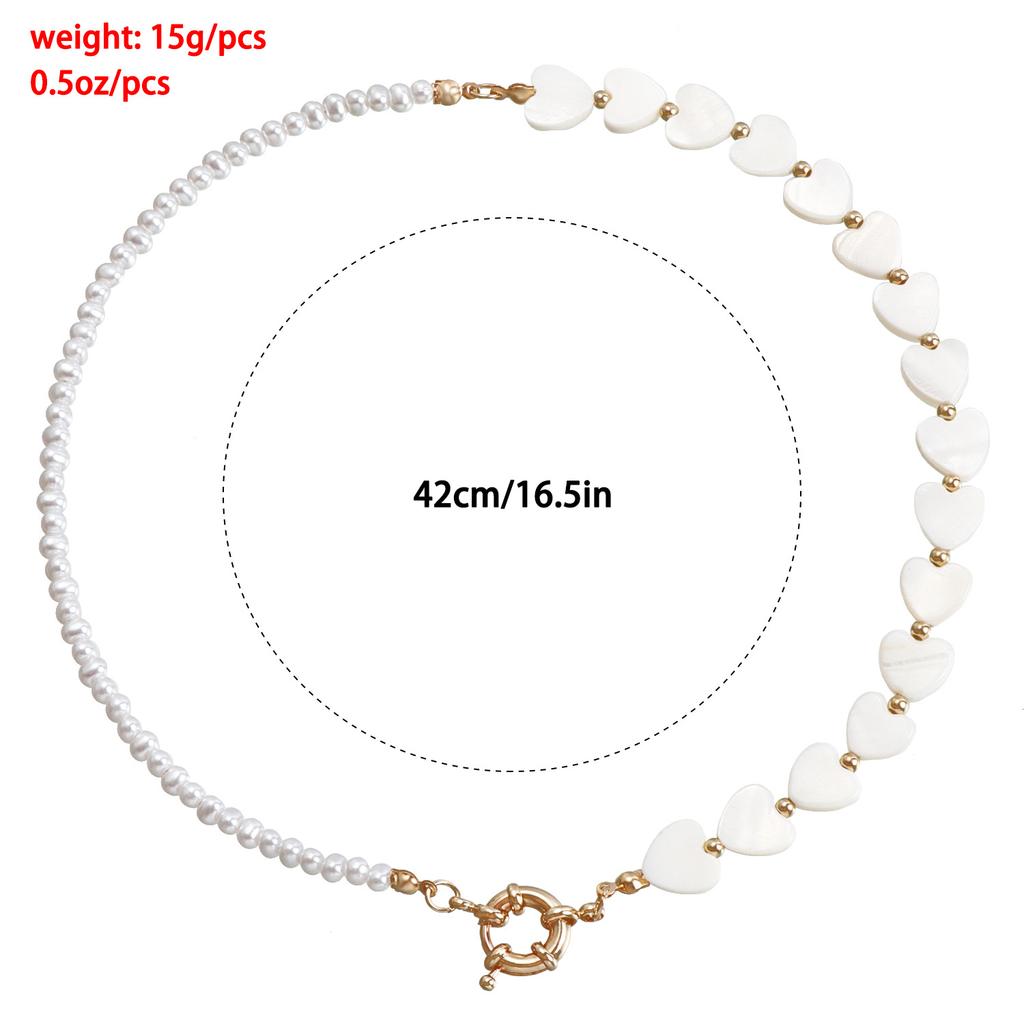 European and American jewelry simple single-layer shell love splicing neck chain necklace jewelry women's fashion imitation pearl beaded necklace