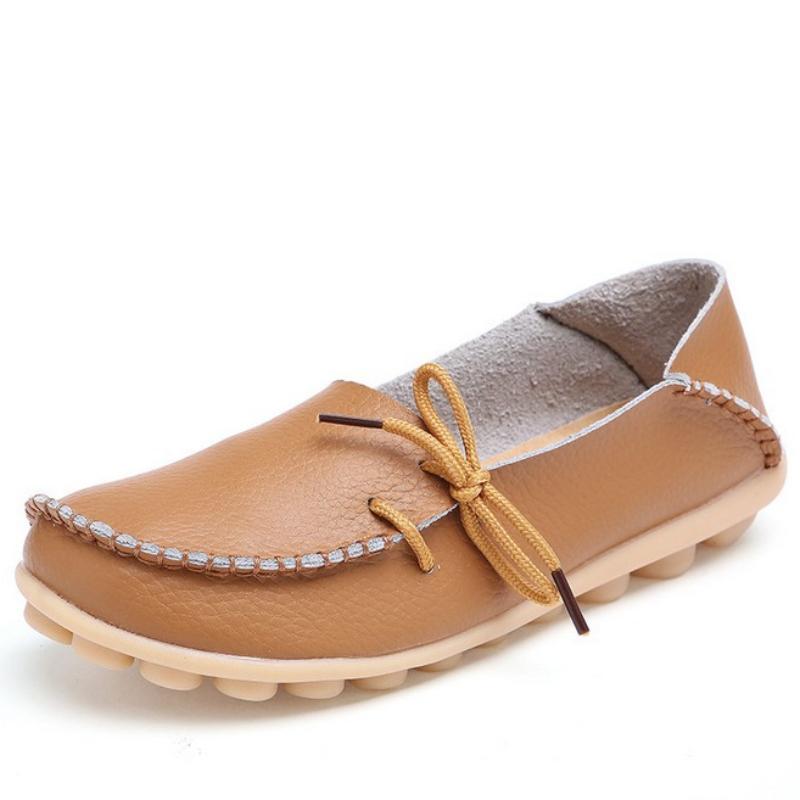 Casual Women's Single Shoes, Mother Shoes, Flat-bottomed Peas Shoes, Nurse Shoes, Lace-up Tendon Low-top Shoes