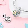 Copper Plated Charms Beads Heart Shape Balloon Carnation Pendant For Woman Fit Original Bracelet Jewelry Making