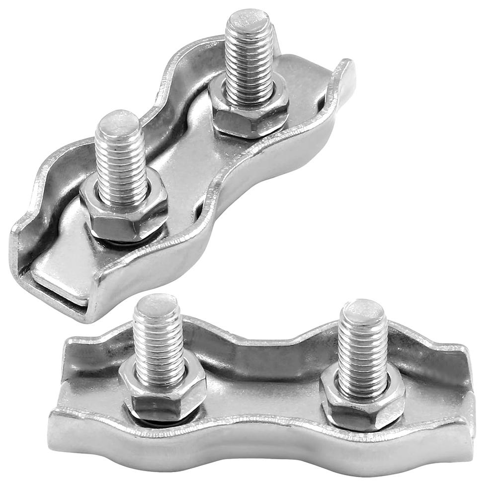 5/10Pcs M2-M8 Stainless Steel Double Post Bolt Clip Wire Rope Cable Clamp Caliper Rope Simple Grip DIY Cable Fastener