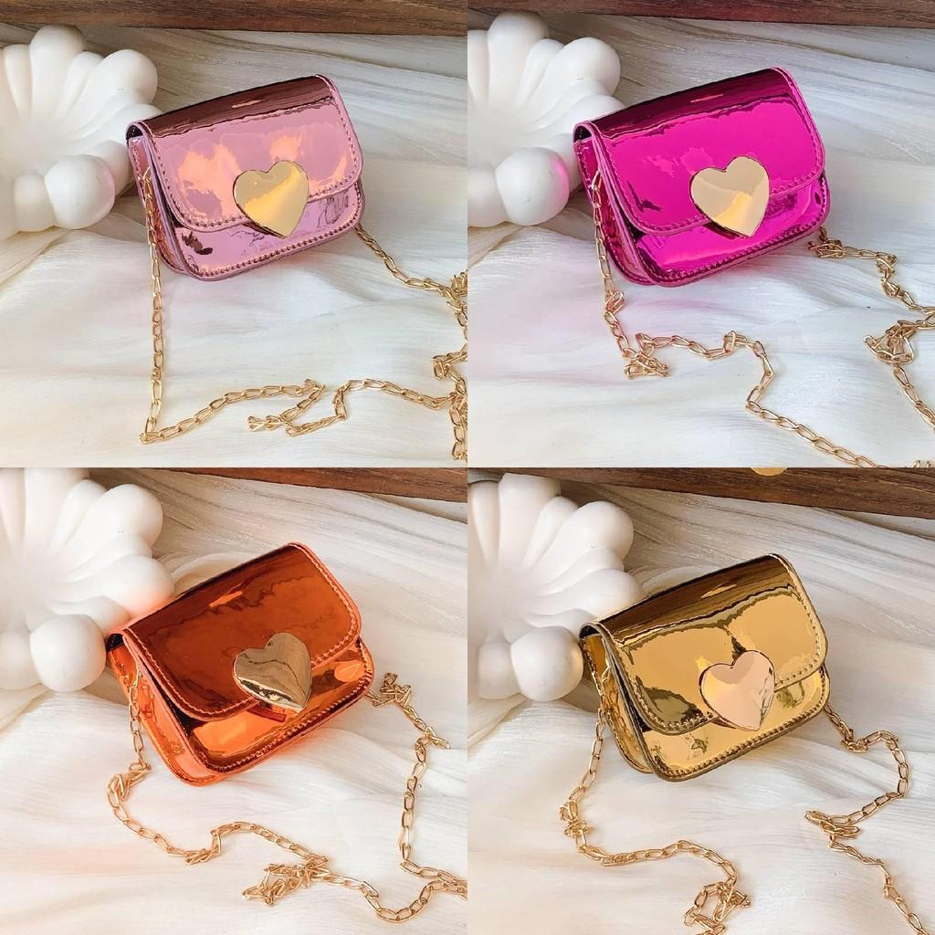 Childrens Pu Girls Peach Heart Mirror Bag Lightweight Kindergarten Material