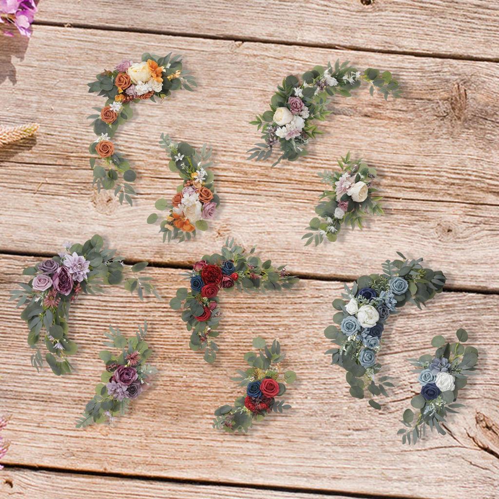 2x Wedding Arch Flowers Decoration Green Leaves Boho Arch Floral Arrangement Artificial Rose for Wall Party Reception Window