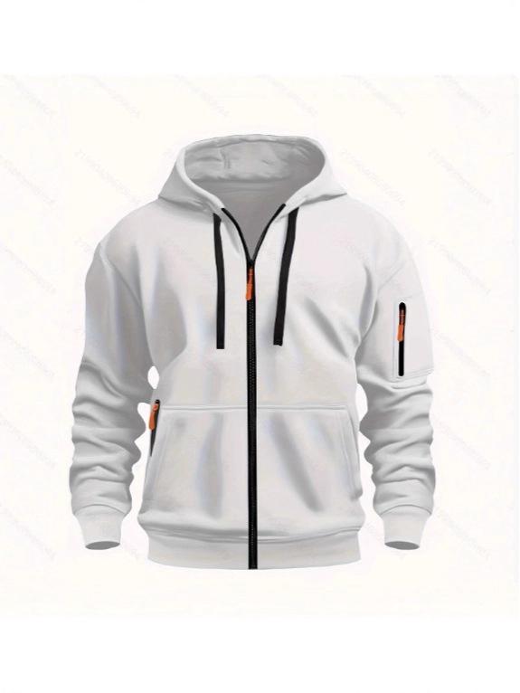 Europäischer Herren-Fleece-Kapuzenpullover Cardigan - Herbst/Winter Lässiger Sportstil, Kapuzenjacke Dick