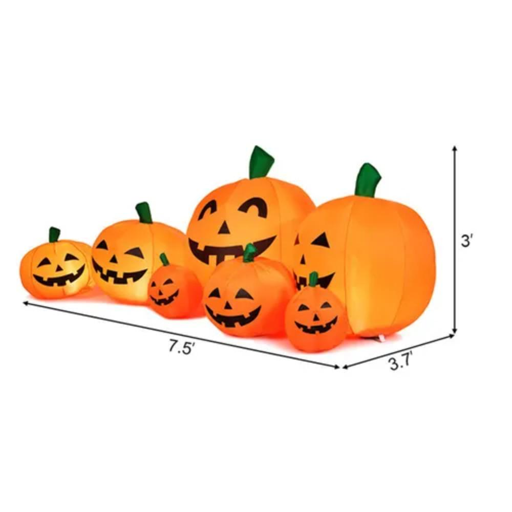 Cloth 7pcs Inflatable Halloween Pumpkin Conjoined Halloween Decoration  Thanksgiving