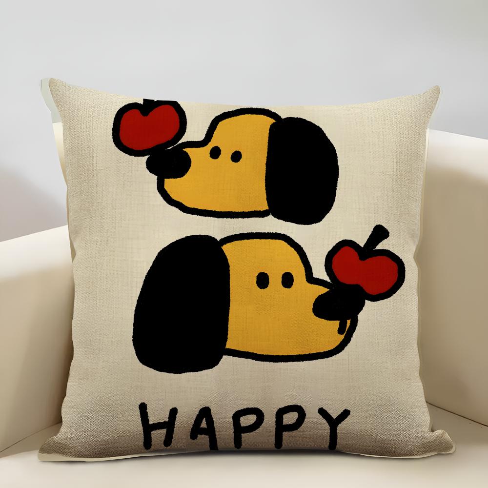 Happy Little Animals Illustrations Cushion Cover Household Decoration Linen Sofa Cushion Cover: Skin-Friendly & Breathable With