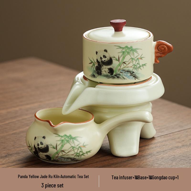 Panda Ru Kiln Kung Fu Tea Set: 2024 Gaiwan & Teapot, Ideal for Home or Gift