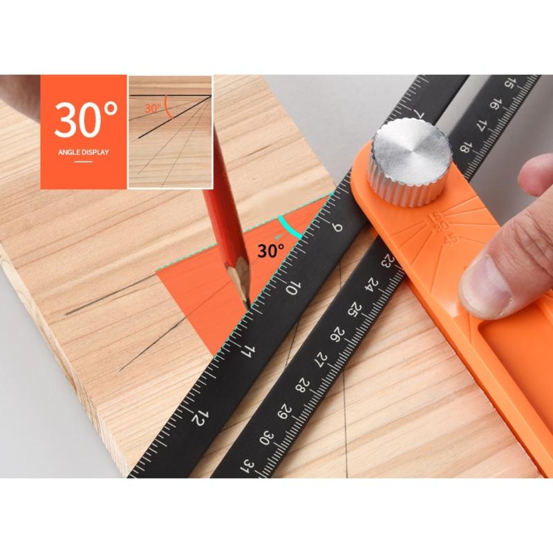 Quadratisches Messwerkzeug Schiebendes T-Winkelmesser Wasserwaage Lineal mit Libelle Winkelmesser