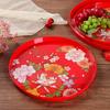Ru Han Red Chinese Style Round Plastic Serving Tray