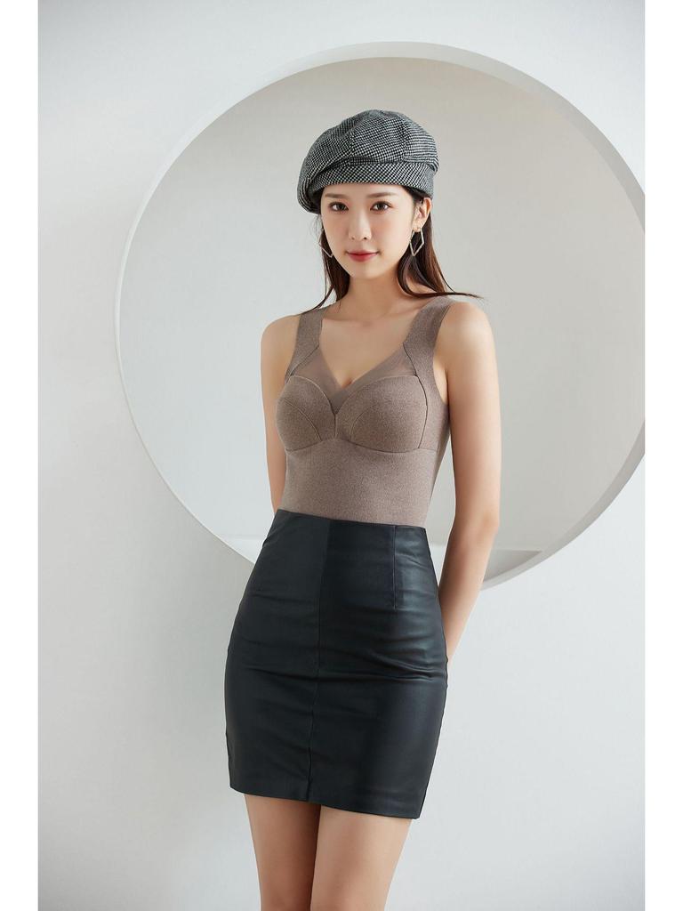 Women's Seamless Heated Fleece Vest with Integrated Chest Pad for Autumn and Winter