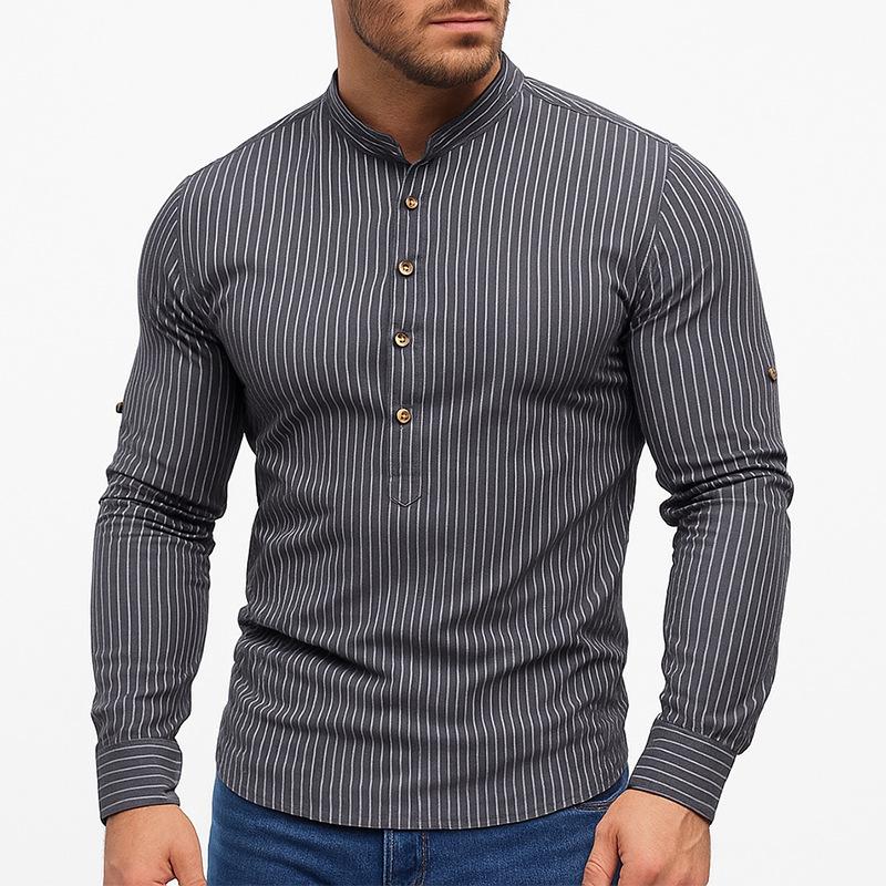 New Spring Men's Fashion Printed Long Sleeve Shirt Casual Versatile Daily Wear Top