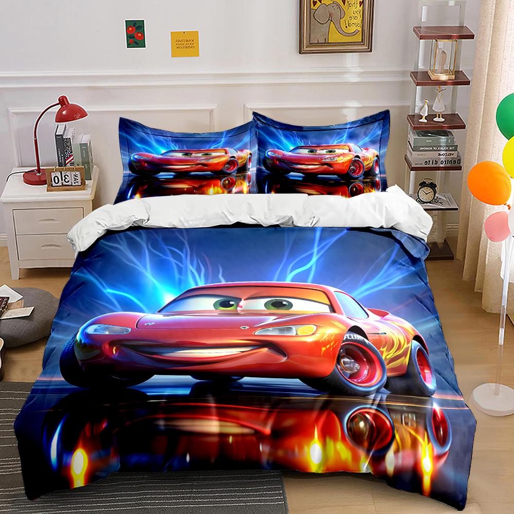 Red Sports Car Bedding Three-Piece Set Bedding Set (1 Duvet Cover, 2 Pillowcases, Duvet Not Included)