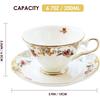 Bone China Tea Cup and Saucer Sets,Porcelain Tea Set with Teapot, Sugar Bowl,Creamer Pitcher,Floral Vintage Tea Cups and Saucers for Party Gift Giving