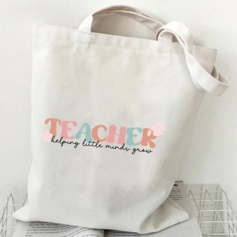 Life Graphics Women Canvas Shoulder Bag Leopard Print Letters Shopping Bag Teacher Best Gift Female Reusable Handbags