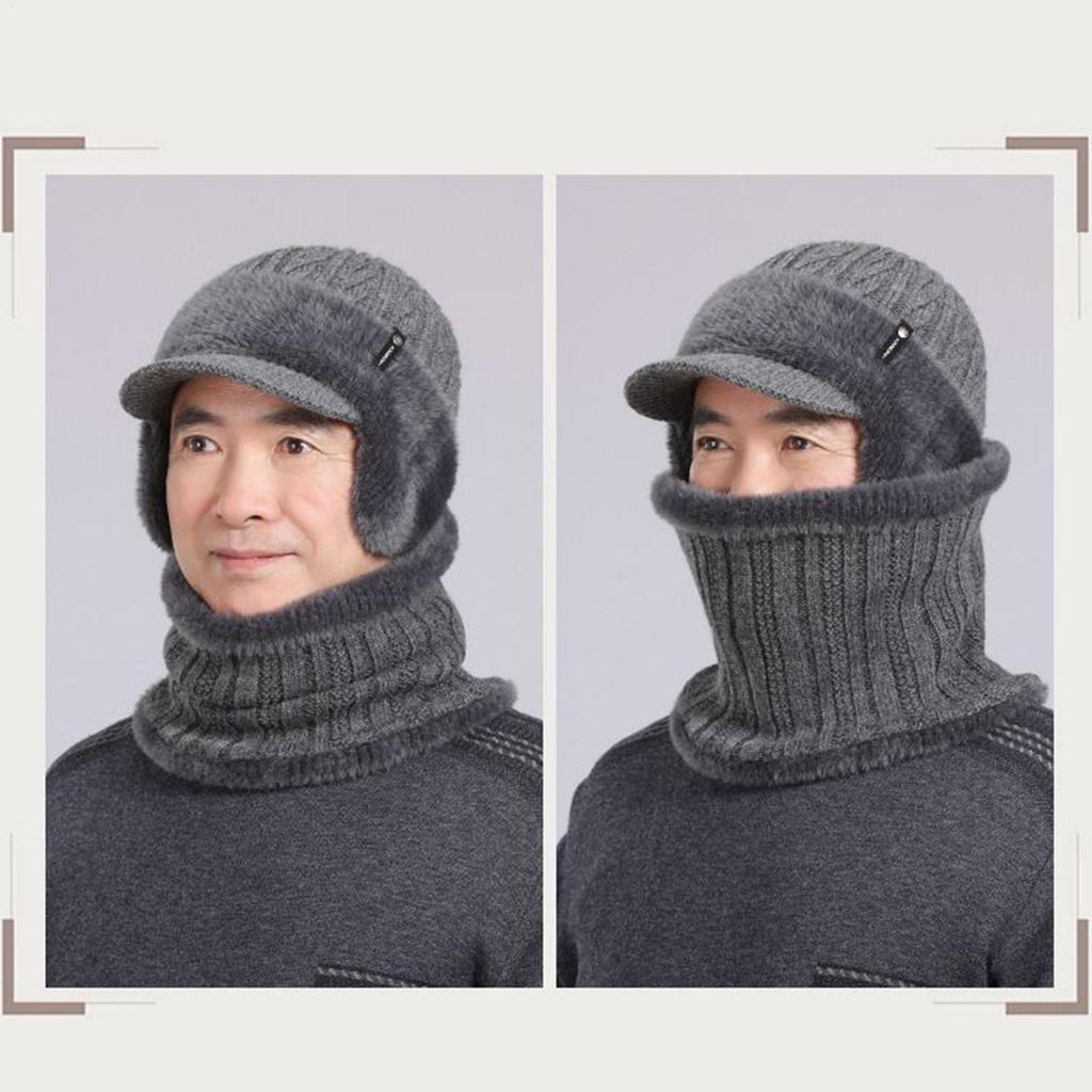 Knit Hats For Women Warm Stretchy Beanie With Brim Earflap Scarf For Winter Thickened Knitted Hat For Daily Commuting Skiing