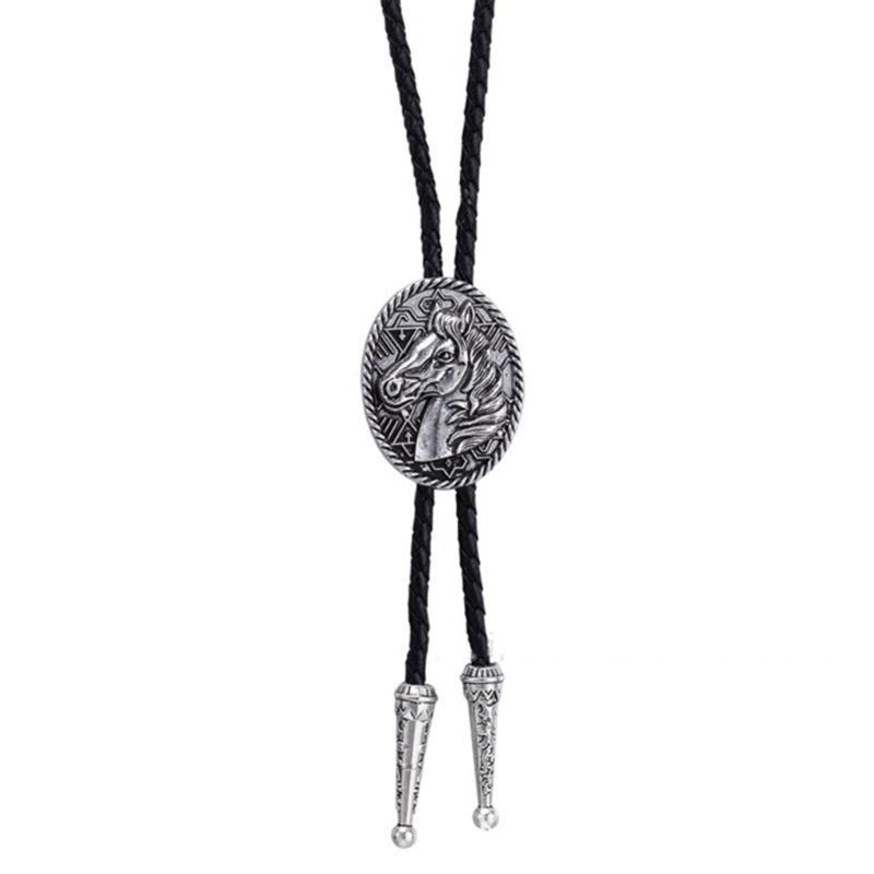 

Relief Horse Head Buckle Bolo Tie for Men Bridegroom Wedding Masquerade Necktie 1 чорний/червоний