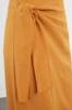 Women's Fashion Cinnamon Double Breasted Tie Detailed Woven Linen Look Skirt