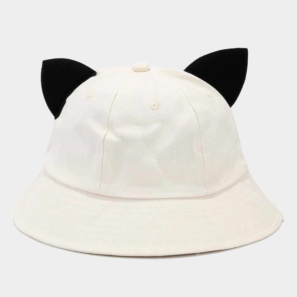 

Fashion Cotton Cat Ears Hat Cute Ear Breathable Basin Hat Sun protection Fisherman Hat Women бежевый