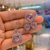 Tiktok Live Broadcast Cross Border Pink Love Necklace Heart Shaped Zircon Jewelry Three Piece Set Women's