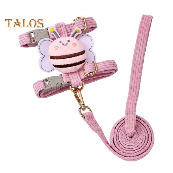 

Комплект шлейки и поводка для кошек, регулируемая шлейка для котят с защитой от побега и рисунком пчелы для маленьких и средних кошек и собак на открытом воздухе S розовый