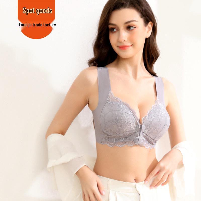 Übergröße Spitzen-Verschluss vorne Nahtloser Bügelloser BH - 3er-Set