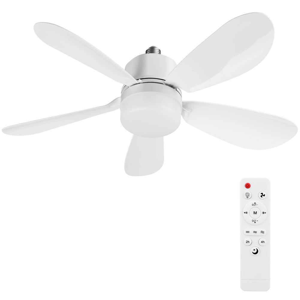 2 In 1 Hanging Fan with LED Light Warm Light Electric Cordless Fan Detachable Five Leaf Fan for Dining Room Bedroom Living Room