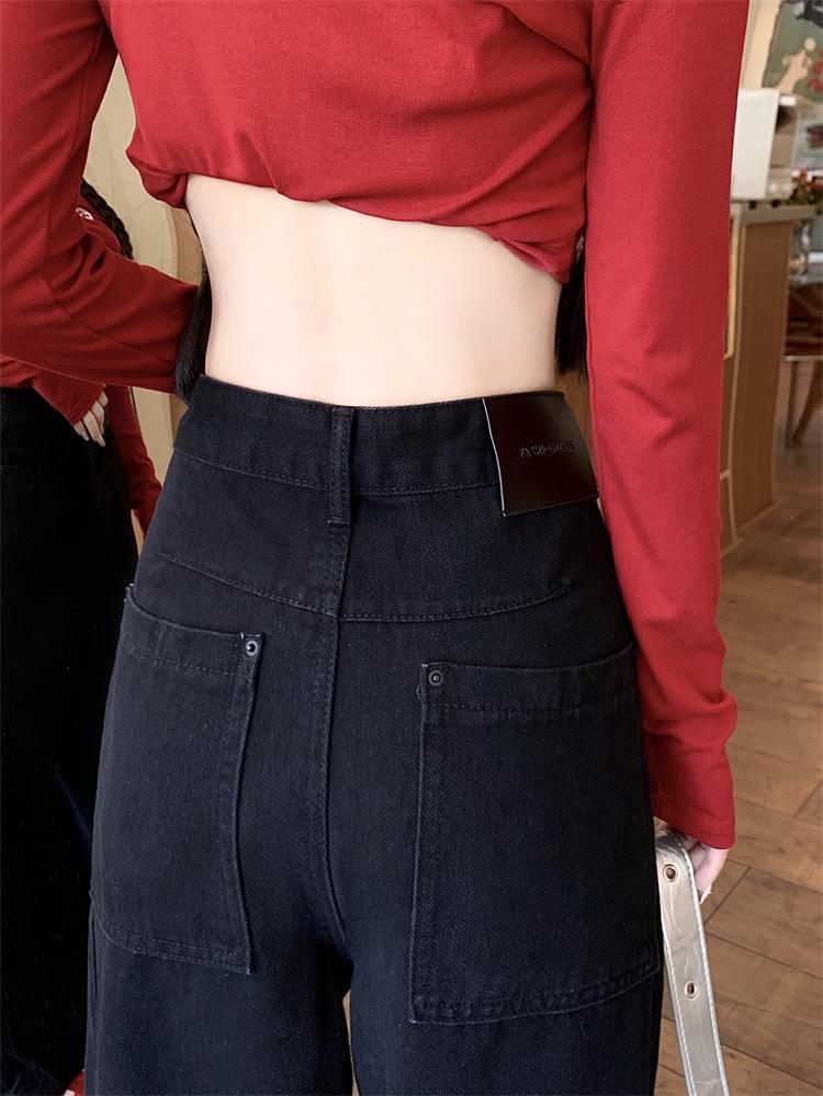 Plus Size High Waist Black Wide Leg Jeans for Women - Slimming, Washed, and Loose Fit for Autumn Winter