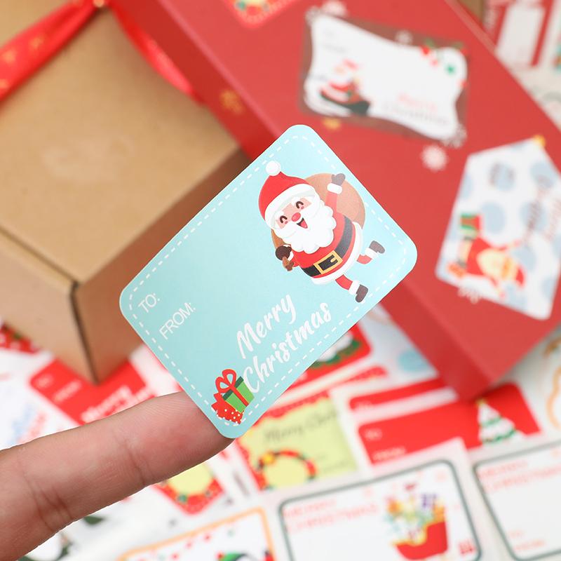 90pcs/10sheets Christmas Stickers Gift Box Wrapping Decoration Paper Label Sticker Name Tag 2025 Merry Christmas Decor New Year