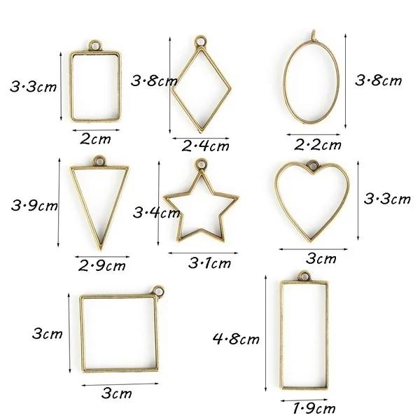 8 pieces of new hollow pendant jewelry making necklace pendant frame resin geometry