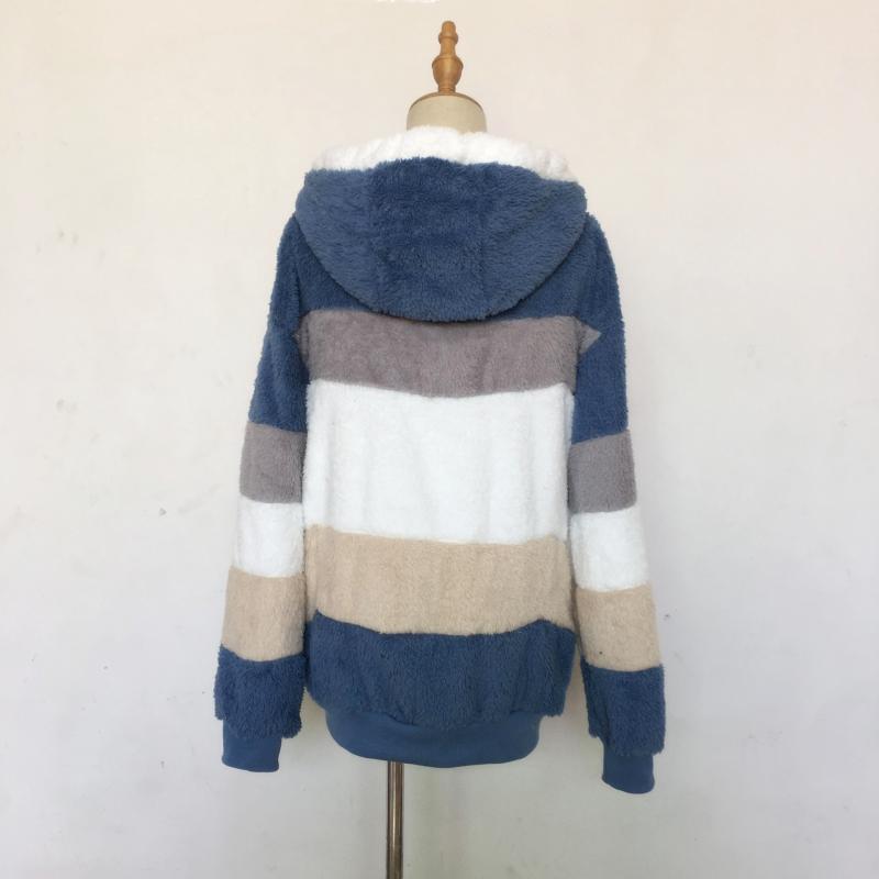 New Autumn and Winter Trendy Thickened Warm Patchwork Hooded Jacket Loose Casual Sports Large Size Jacket for Women