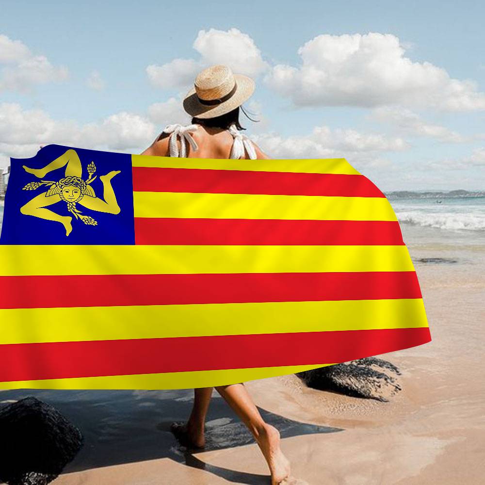 S-Sicilian Flag Fashion Microfiber Blanket Quick Drying Beach Towels Oversized Printing Super Absorbent Pool Towel Blanket