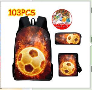 Football Schoolbag Three-Piece Backpack Pencil Bag Satchel Package Primary And Secondary School Students Schoolbag