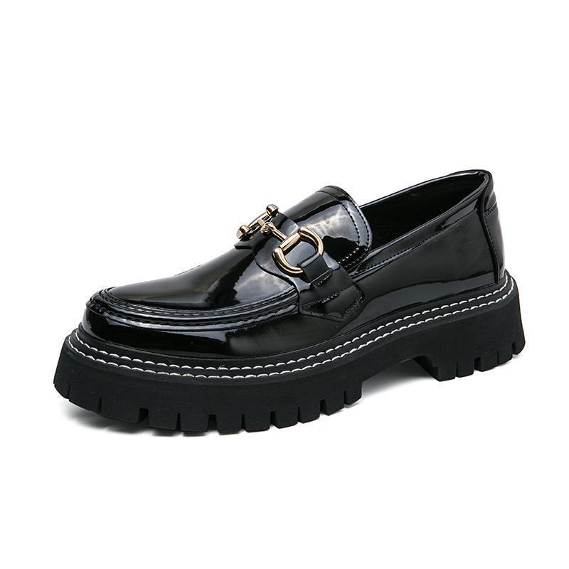 Spring and Autumn Youth Outer Wear Sleeve Lazy Shoes Fashion Trend Thick-soled Heightening Shoes Men's Low Top Round Head Casual Leather Shoes